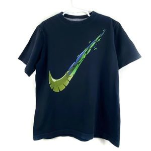 Nike Black Swoosh Graphic Tee Crewneck Short Sleeve Cotton Multicolor T-Shirt S